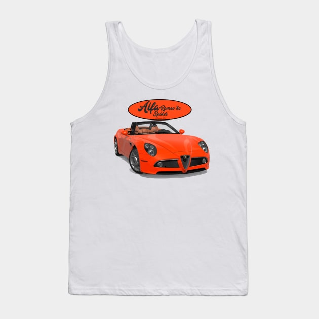 ALFA ROMEO 8C SPIDER Orange Tank Top by PjesusArt